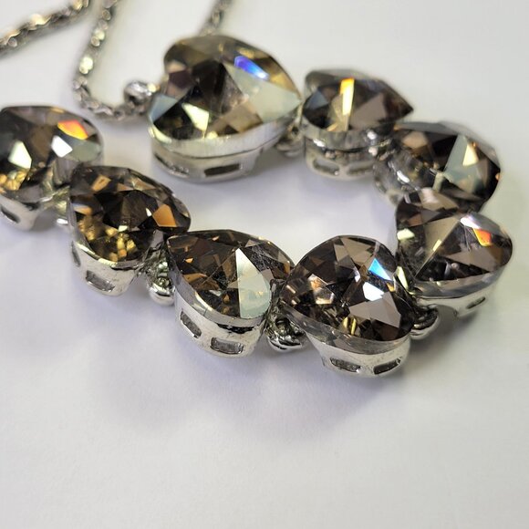 Crystal Heart Shape Pendants Necklace Long Statement Heart shape Necklace - Picture 2 of 8